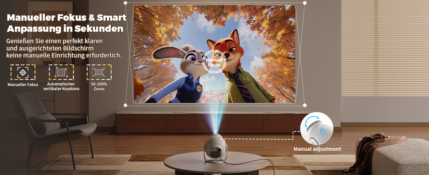 Міні проєктор Beamer TP360mini-400ANSI: 1080P Full HD, 480 ANSI Lumen, Android 14, WiFi 6, Bluetooth 5.4, 180° оберт, 4K декодування