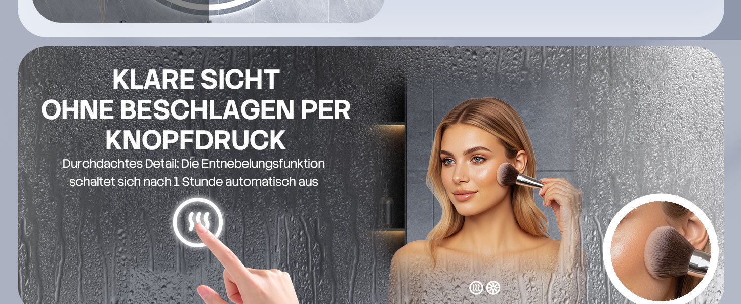 Дзеркало для ванної кімнати HySail з підсвічуванням, 5 мм високоякісне срібне скло, 3 колірні температури та регульована яскравість, настінне дзеркало з сенсорним вимикачем та антизапарюючим покриттям, кругле, 70 x 70 см