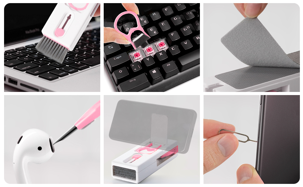 Набір для чищення клавіатури Alyvisun 11 в 1: для ноутбука, навушників, планшета, телефону, комп'ютера (рожевий)