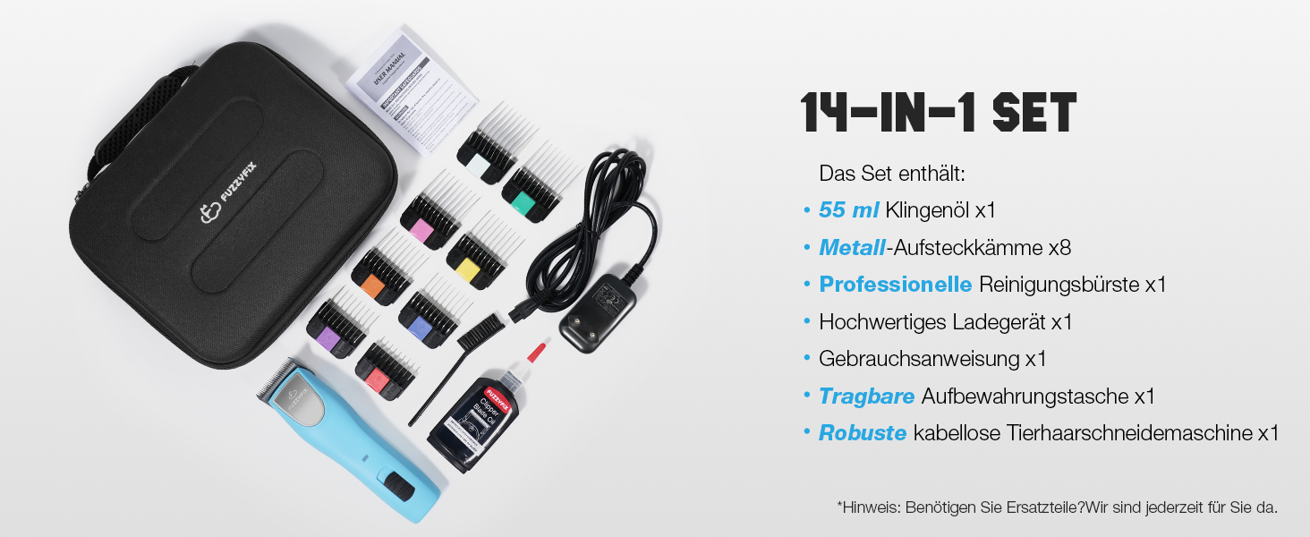 Професійна машинка для стрижки собак, 2 швидкості, ергономічний дизайн, для собак та котів, стрижка густого, довгого та кучерявого хутра, світло-блакитна