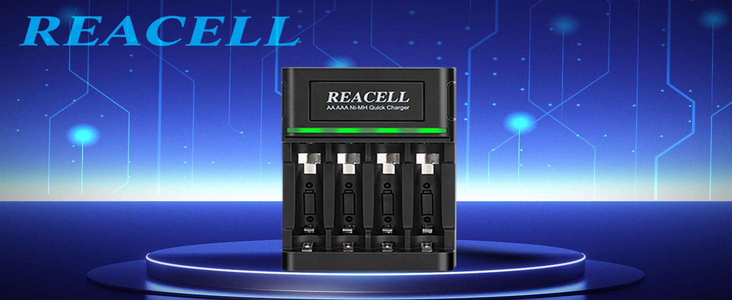 Зарядний пристрій для акумуляторів AA/AAA NiMH, LED дисплей, USB Type-C та Micro USB, швидка зарядка