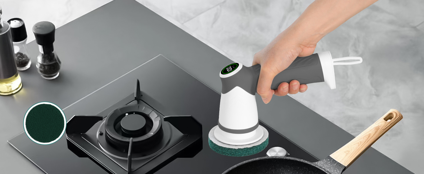 Електрична щітка для прибирання, бездротовий скрубер Power Spin з 7 насадками, 2 швидкості. Ідеально для плитки, душових кабін, скла та ванної кімнати