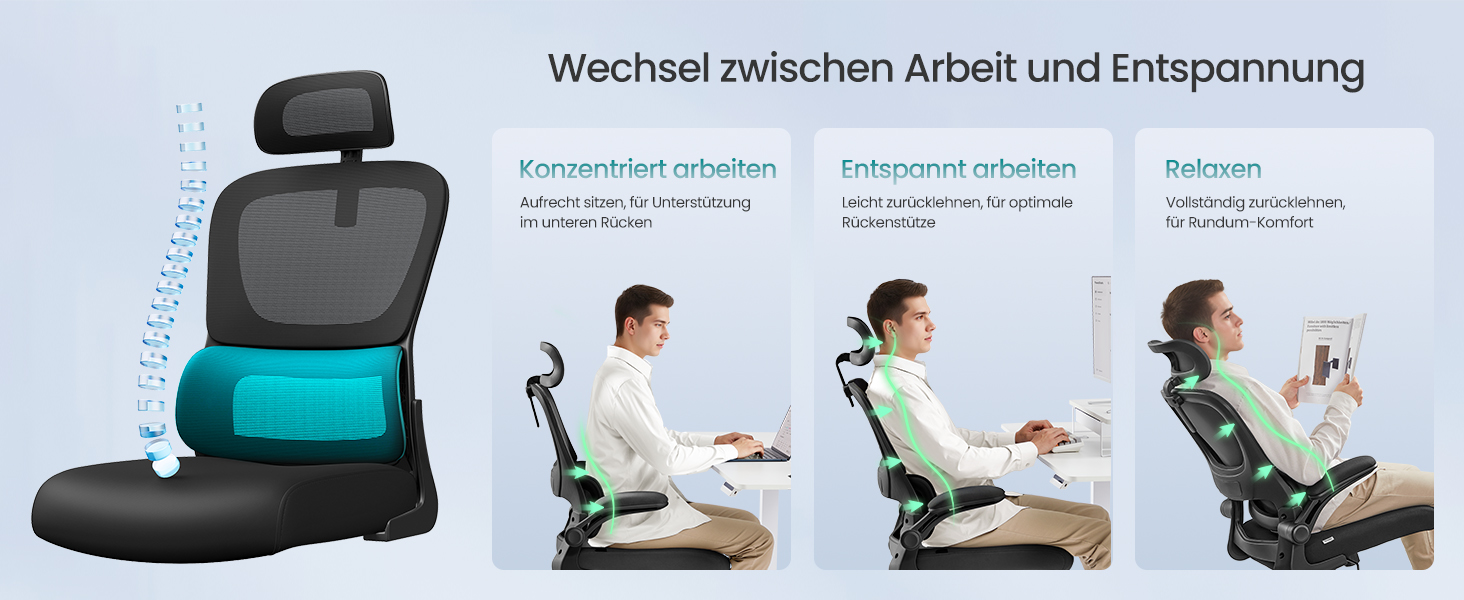 Офісне крісло SONGMICS з адаптивною поперековою підтримкою та регульованою підголівником, сітчасте, чорне (OBN041B01)