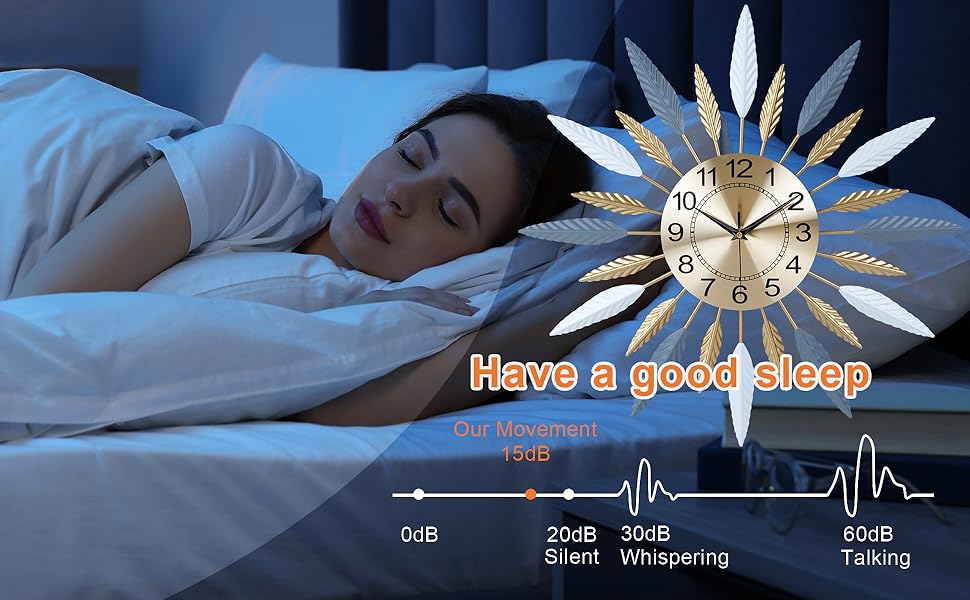 Стіна годинник Lafocuse Gold 56 см, безшумний металевий, сучасний арт-деко з променистими пір'ями для вітальні, спальні, кухні