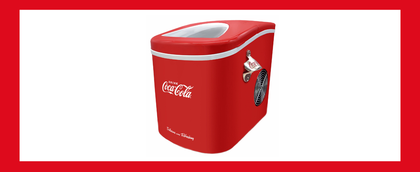 Машина для приготування льоду Salco Coca Cola – 10 кг льоду на день, червоний дизайн, для коктейлів та вечірок
