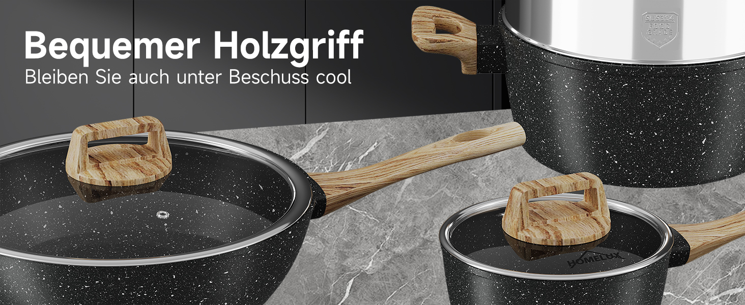 Набір посуду HOMELUX Induktion: 12 предметів, алюміній, антипригарне покриття, посуд з кришкою, без PFOA та PFOS, для індукційних плит