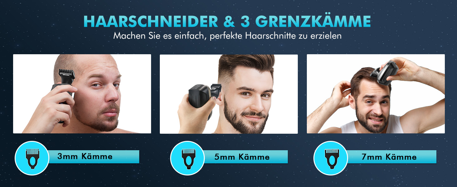 Електричний чоловічий бритва Glatzen 6-в-1 для гоління 0.0 мм, вологостійкий, бездротовий, перезаряджається