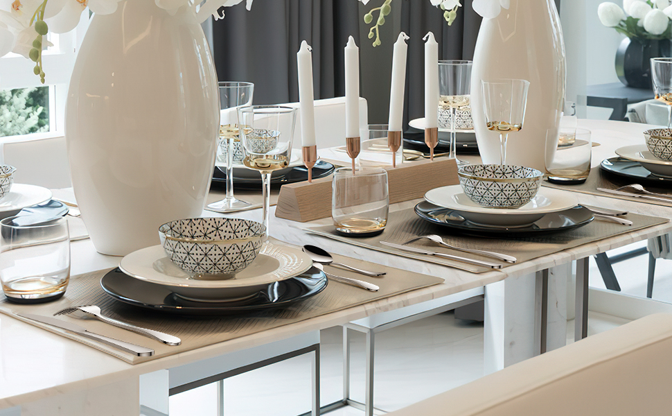 Набір столових приборів Aoeeppa на 6 осіб (30 предметів), нержавіюча сталь, дзеркальна поліровка, для дому, кухні, ресторану, придатний для миття в посудомийній машині (сріблястий)