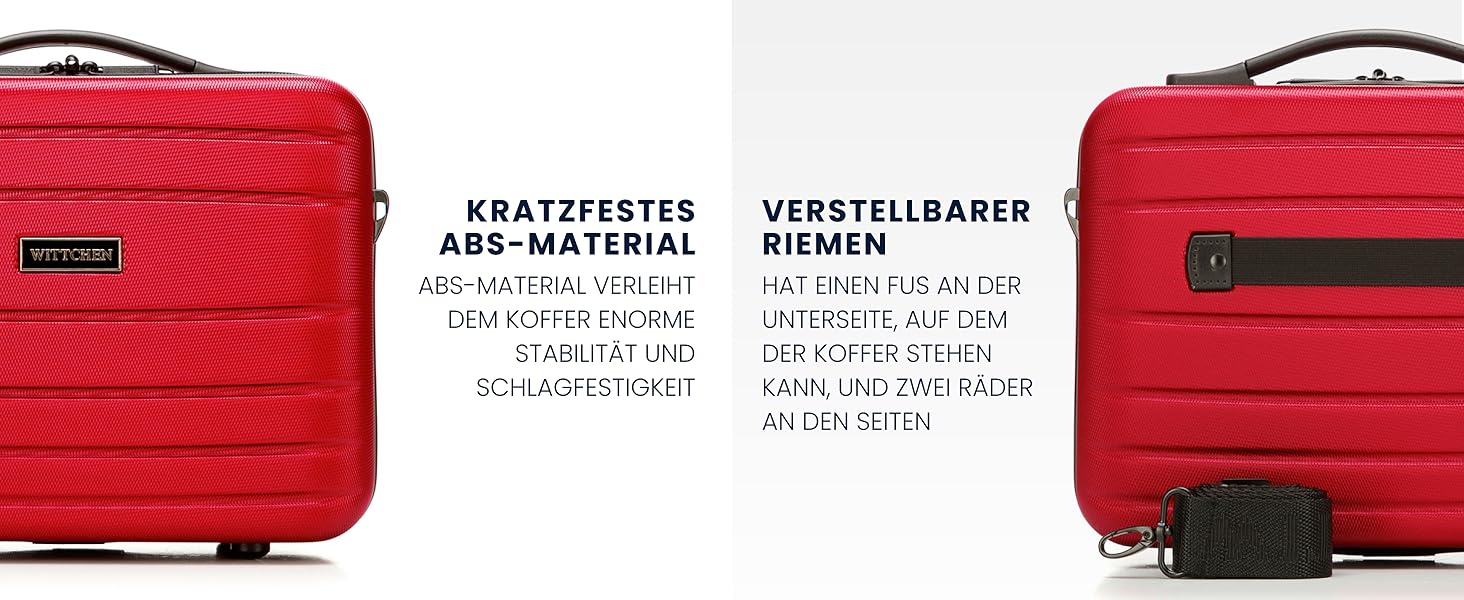 Валіза на колесах WITTCHEN Globe Line S, ручна поклажа, ABS, 4 колеса, кодовий замок, телескопічна ручка, червона | Підходить для Lufthansa, Eurowings, Ryanair, Condor, Discover Airlines