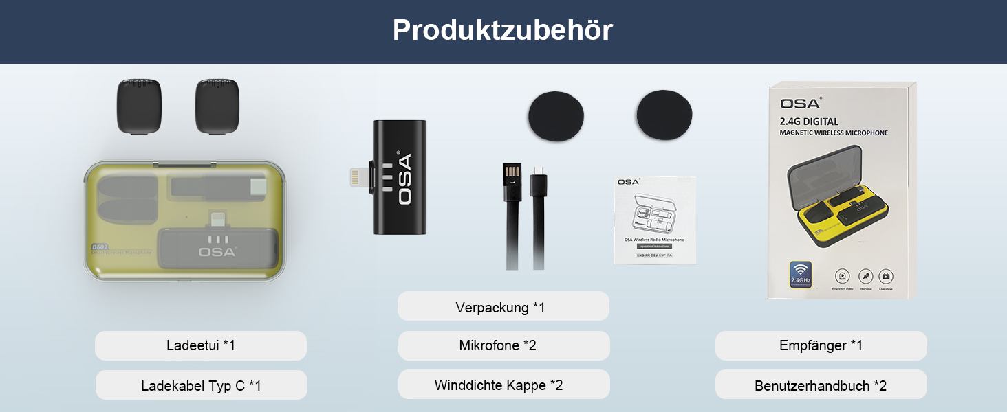 Беспроводной петличный микрофон OSA для iPhone & iPad с шумоподавлением, Lightning, Plug & Play, для интервью, видеоблогинга, YouTube