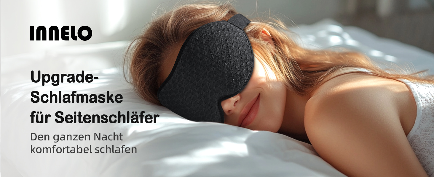 INNELO 3D маска для сну з блокуванням світла, ергономічна, для комфортного сну, чорна