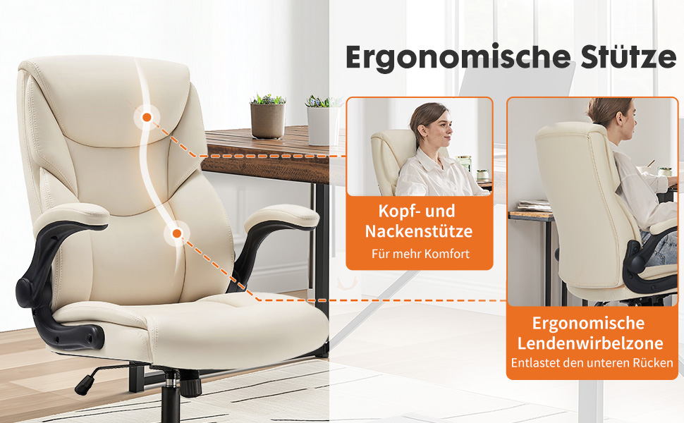 Крісло шеф-кухаря Sweetcrispy з PU шкіри, ергономічне офісне крісло, крісло для комп'ютера з високою спинкою, геймерське крісло для роботи та відпочинку, біле