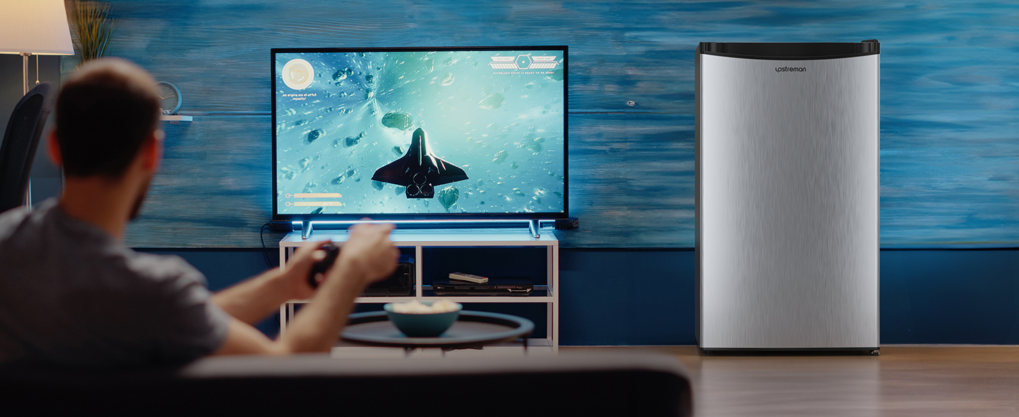 Холодильник Upstreman 91L з функцією швидкого охолодження, 5 температурних режимів (1-8℃), енергоефективний, 41 дБ, компактний та місткий, для студентського гуртожитку/офісу, BR321 (срібний)
