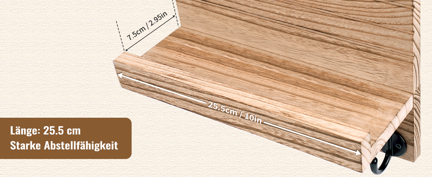 Дерев'яне ключниця з полицею на стіну, декоративне настінне кріплення для ключів, 5 гачків, для прихожої, спальні, вітальні (колір дерева)