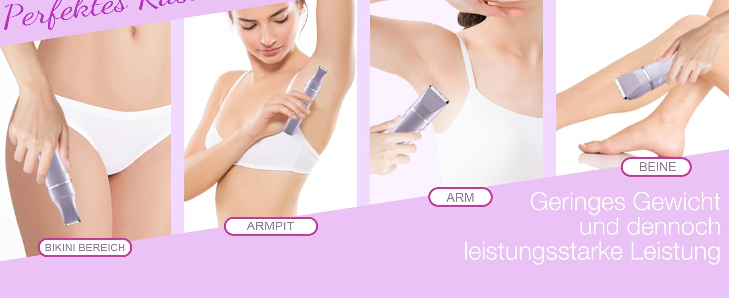 Електричний тример для інтимної зони для жінок, вологостійкий, акумуляторний (червоний)