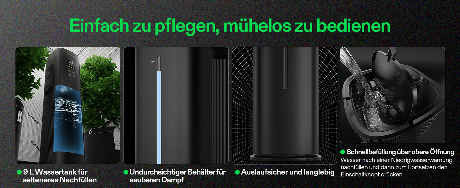 Зволожувач повітря VIVOSUN для рослин, AeroStream H05, 9L, ультразвуковий, тихий (24dB), 360°