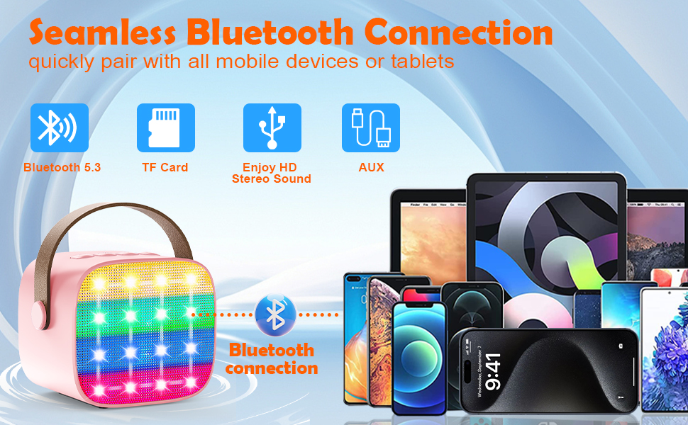 Дитяча караоке-машина з 2 мікрофонами, Bluetooth, LED-підсвітка, для дівчаток та хлопчиків 3-12 років, рожева