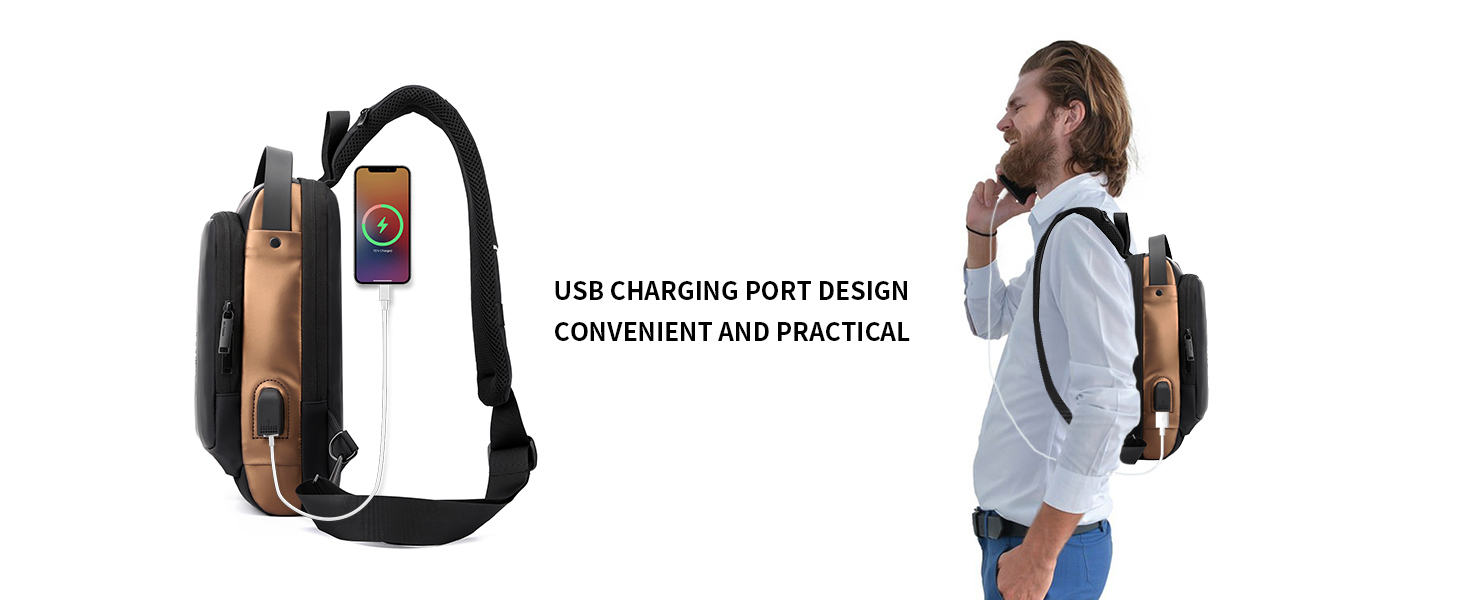 Сумка-слінг SPAHER Anti-Diebstahl з USB-зарядкою та кодовим замком. Водонепроникна, для подорожей, прогулянок, з багатьма кишенями.