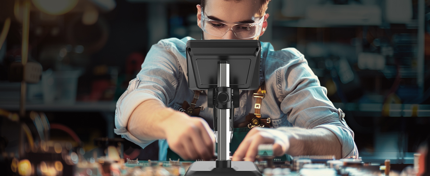 Цифровий мікроскоп Ashfly LCD 500x з дисплеєм 4.3 дюйма, 1080P, USB, 8 LED, сумісний з MacOS/Windows, для дітей та дорослих