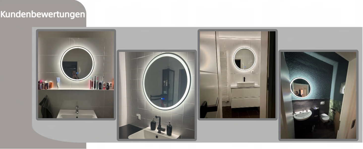 Круглий дзеркало для ванної кімнати Clevich з підсвічуванням, 80 см, сенсорне управління, протитуманне покриття, 3 кольори світла, регулювання яскравості