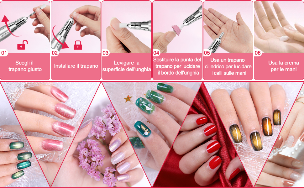 Електрична машинка для манікюру та педикюру Nailgirls 11 в 1 з LED-дисплеєм та педаллю, 35000 об/хв, для гелю та акрилу