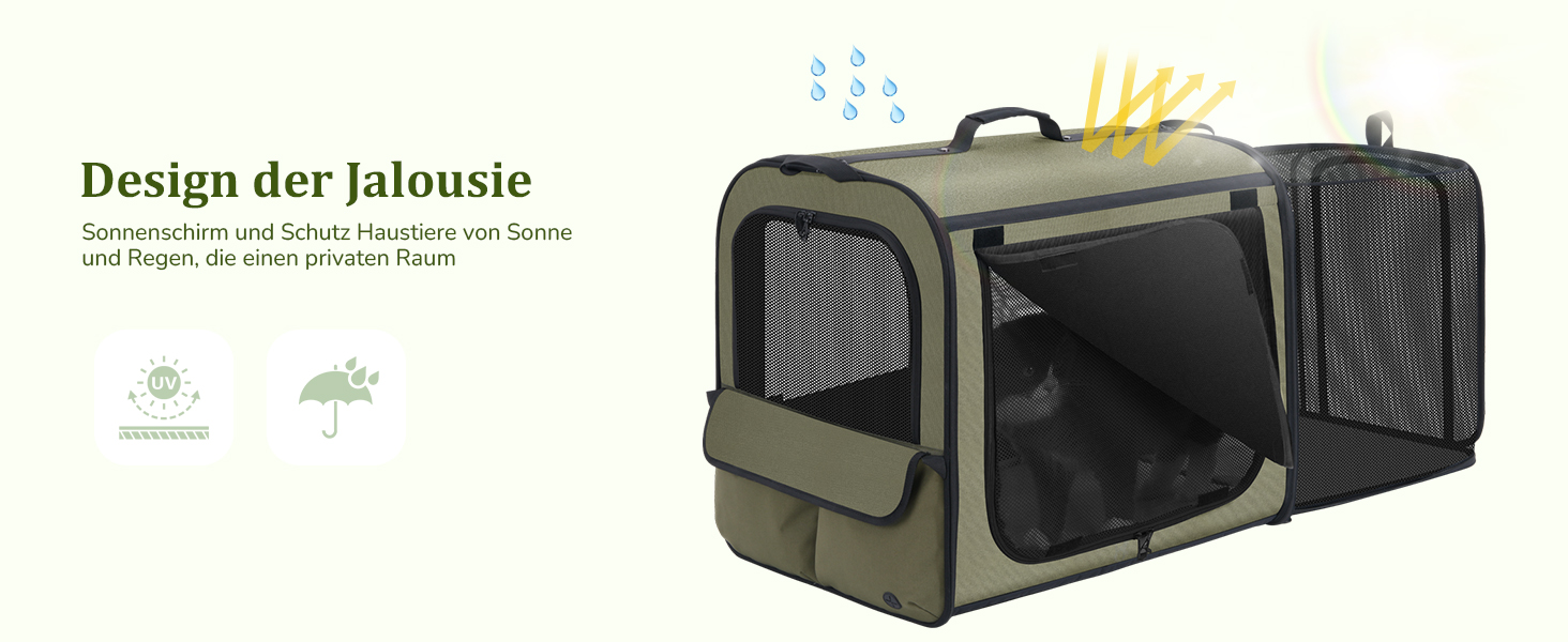 Транспортна переноска для собак Pecute: стабільна, складана, дихаюча, з ролетним віконцем (61x52x45 см)