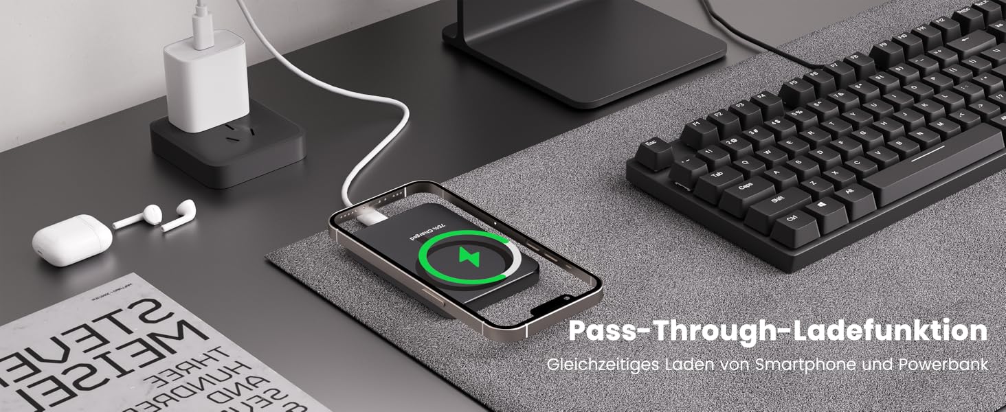 Power Bank Магнітний 10000 mAh PD20W: Бездротовий зарядний пристрій з USB-C для iPhone 17/16/15/14/13 та Apple Watch (Помаранчевий)