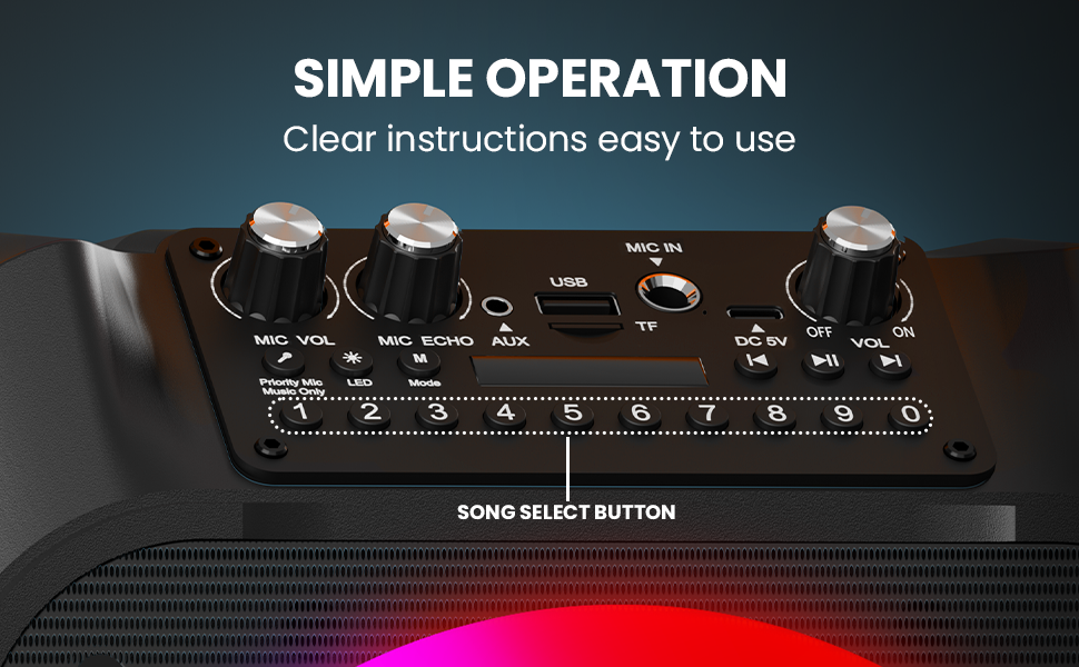 Wowstar Караоке Машина з 2 Бездротові Мікрофони, Портативна Bluetooth Колонка з Світловим Ефектом, Підтримка TF/USB, FM, Запис, AUX, TWS для Вечірок, Дня Народження (Червона)