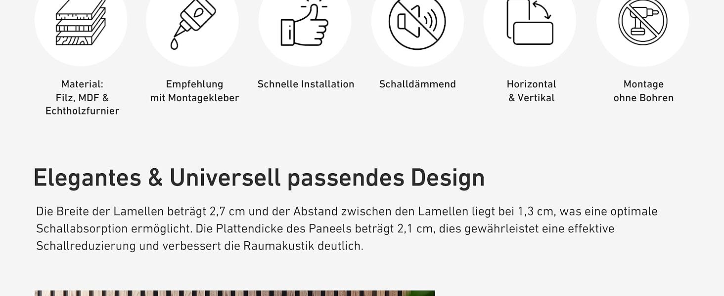 Акустичні настінні панелі KARAT з натурального шпону дуба (White Oak), ламелі з дерева та фетру для шумоізоляції та звукопоглинання, 118 x 60 см