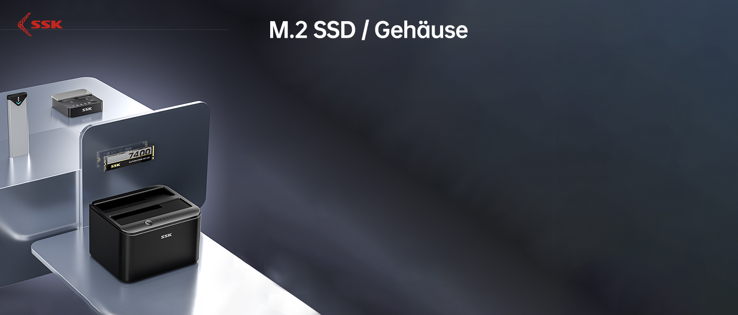 Док-станція для SSD NVMe M.2 (Dual Bay) SSK - 20Gbps, USB 3.2 Gen 2X2, Клонування, для ПК