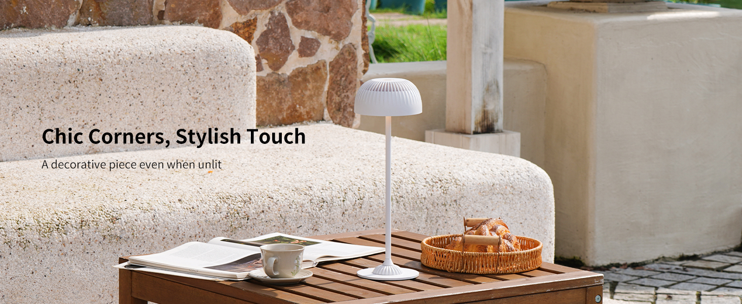 Світлодіодна настільна лампа бездротова LED для вулиці та дому, диммована, з акумулятором 5200mAh, водонепроникна IP54, чорна (D-біла)