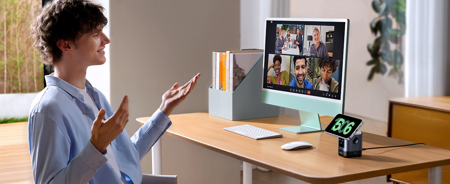 Зарядний станція UGREEN UNO 2-в-1 з сертифікацією Qi2, 15W, сумісна з MagSafe для iPhone 17/16/15/14/13, AirPods 2/3, регульований підставка для зарядки