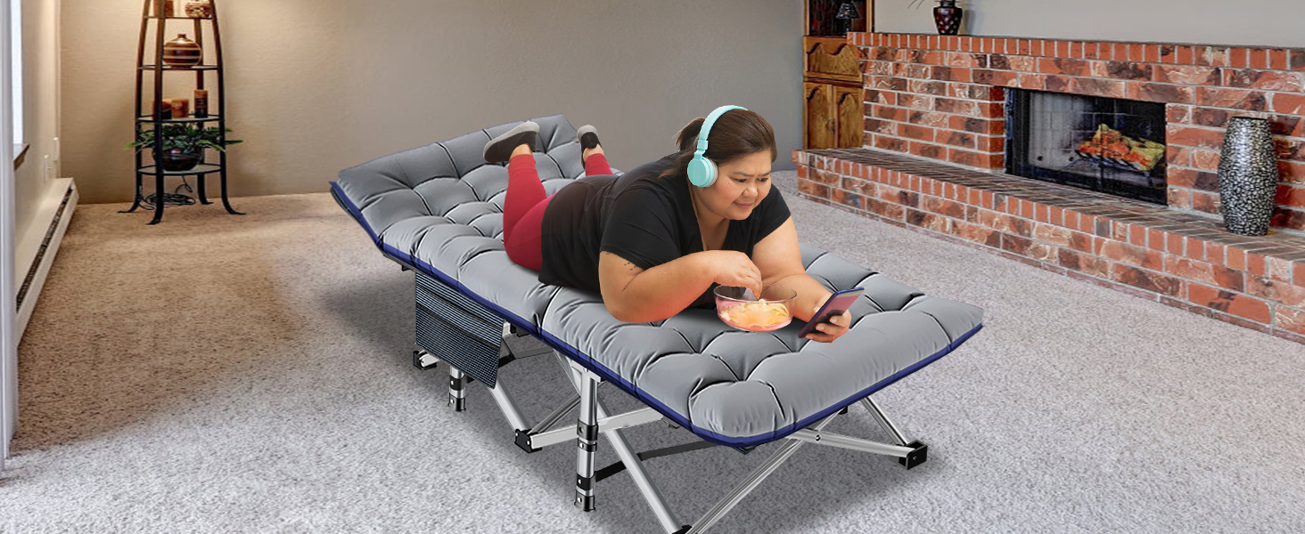 Розкладне ліжко ZIKEBTUY для кемпінгу та відпочинку: міцне, з матрацом, 200 кг, 190x71x36 см