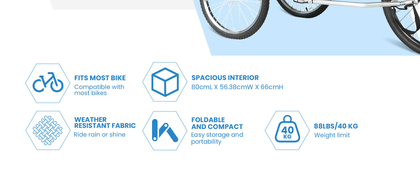 SEPNINE® Причіп для собак XL 2-в-1: велосипедний та візок для собак з відбивачами та гальмом, 600D Oxford Canvas, вантажопідйомність до 40 кг - Оранжевий (Синій)