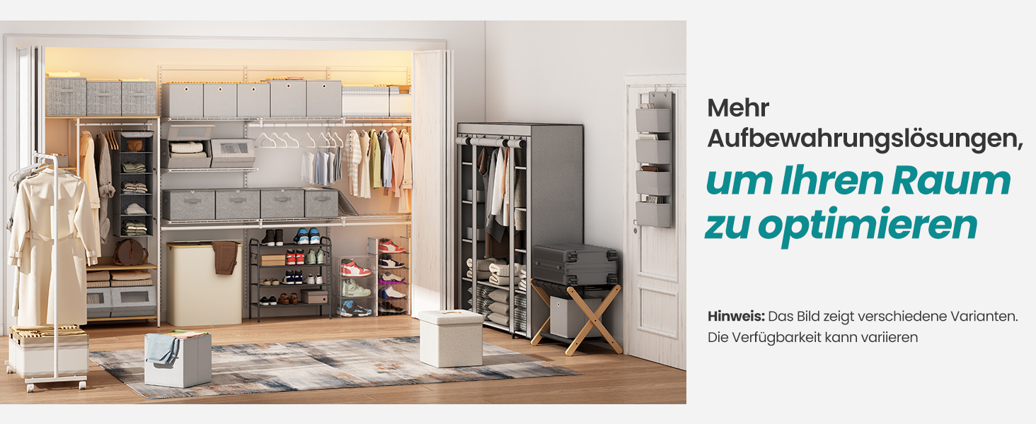 Організатор для шафи SONGMICS, навісний, складний, з металевими гачками та бамбуковими вставками (сірий, 2 шт.)