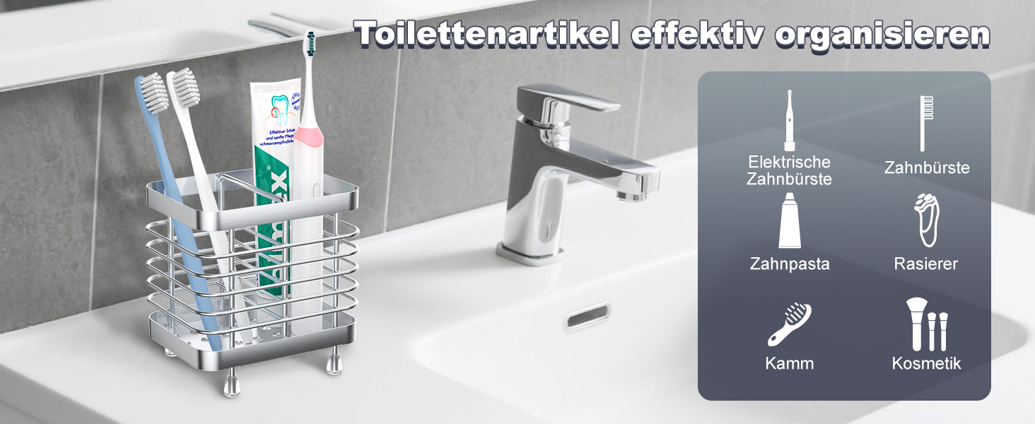 Підставка для зубних щіток Luxspire, електрична, з нержавіючої сталі, настінна без свердління, чорна, 2 слоти