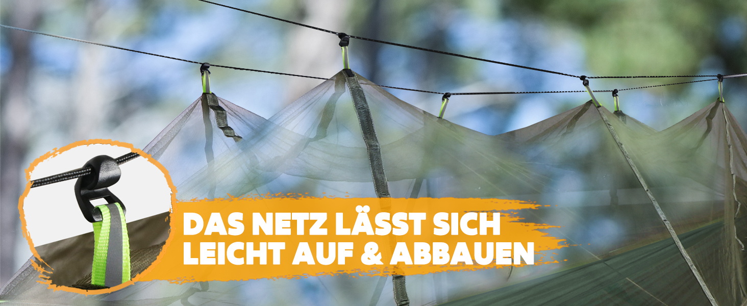 Гамак-москітна сітка NATUREFUN, 300 кг, 275x140 см, армійний зелений