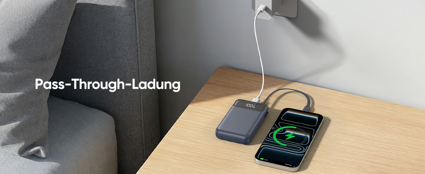 Компактний зовнішній акумулятор ADDTOP 20000mAh з 4 вбудованими кабелями, швидка зарядка 22.5W, рожевий