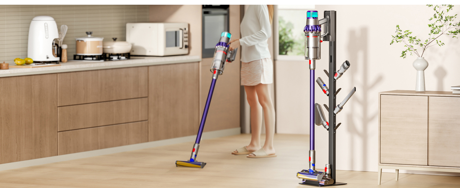 Стійка для пилосогів Dyson Gen5, V15, V12, V11, V10, V9, V8, V7, V6, Tineco S11, A10, A11, Eureka NEC180/280TL з 8 гаками, на підлогу, без свердління