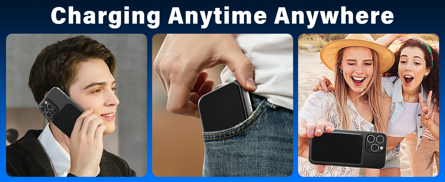 Power Bank MagSafe 5000mAh з підтримкою PD 20W та QC 3.0 - Білий/Чорний. Швидка зарядка, USB-C, для iPhone 17/16/15/14/13