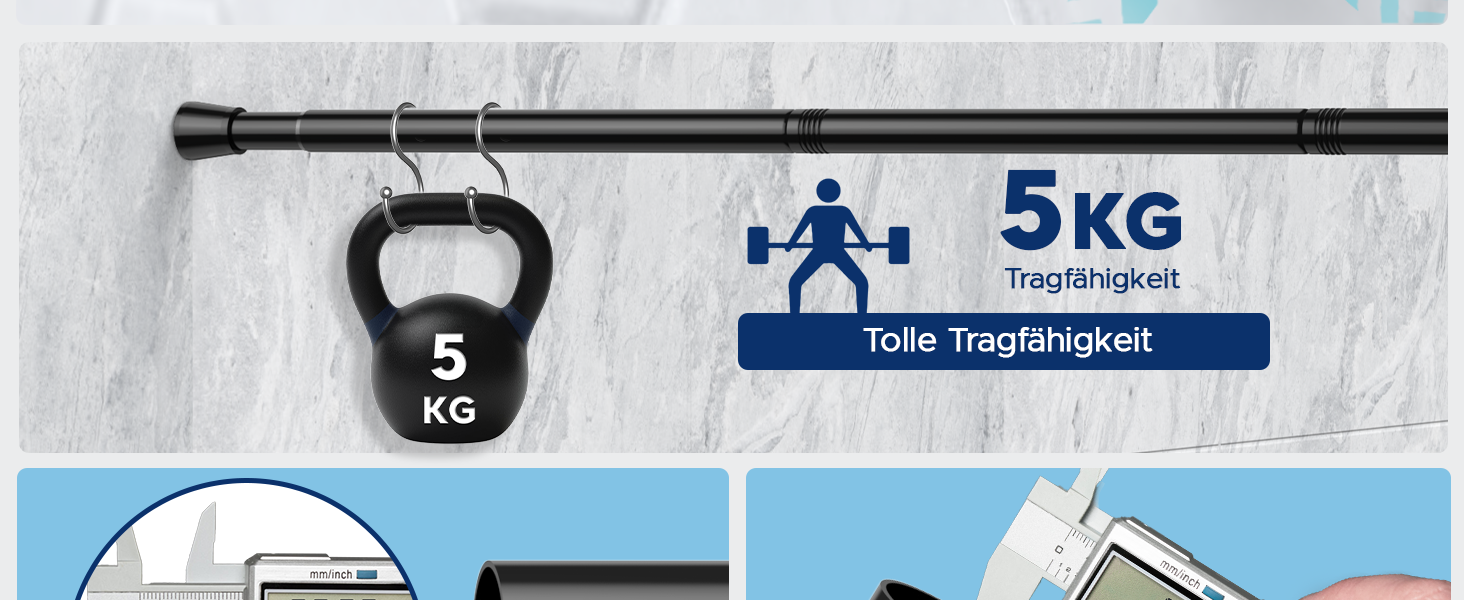 Штанга для карнизів без свердління – Ø 25 мм, 1 шт. Регульована телескопічна штанга для кріплення, для штор, душової завіси та гардеробу (Чорний, 71-98 см)