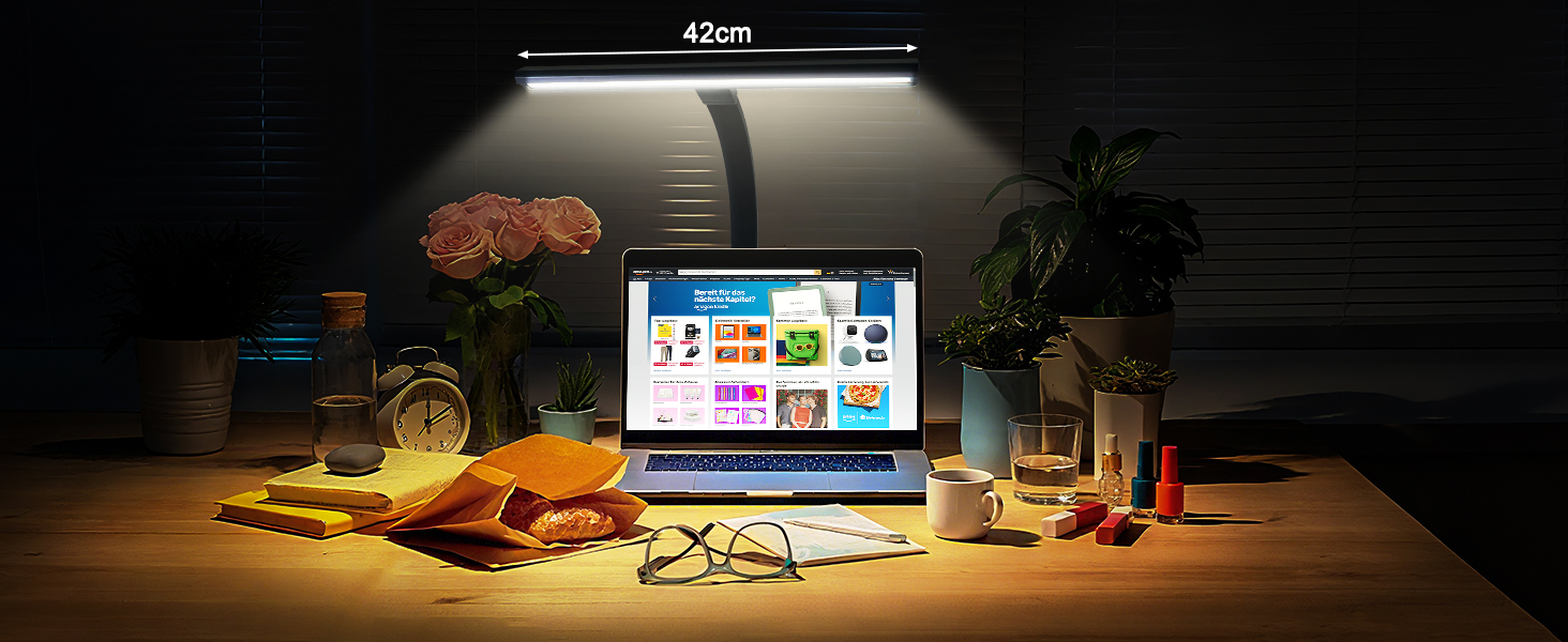 LED лампа настільна диммируемая 12W для офісу, дому та навчання, захист очей, світло дня, гнушийна шийка, 5 кольорів, плавне регулювання яскравості