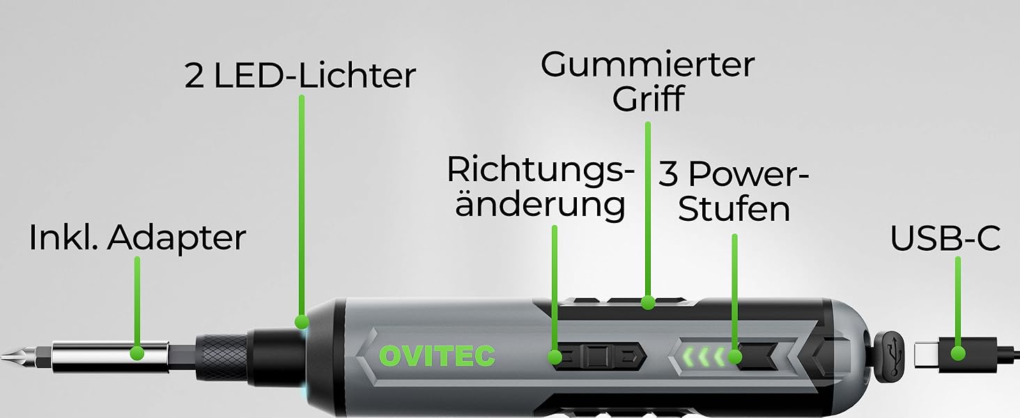 Електрична дриль-шуруповерт акумуляторна | 3.7V | 2000mAh | з функцією швидкої заміни біт | комплект з 16 біт та USB-C кабелем