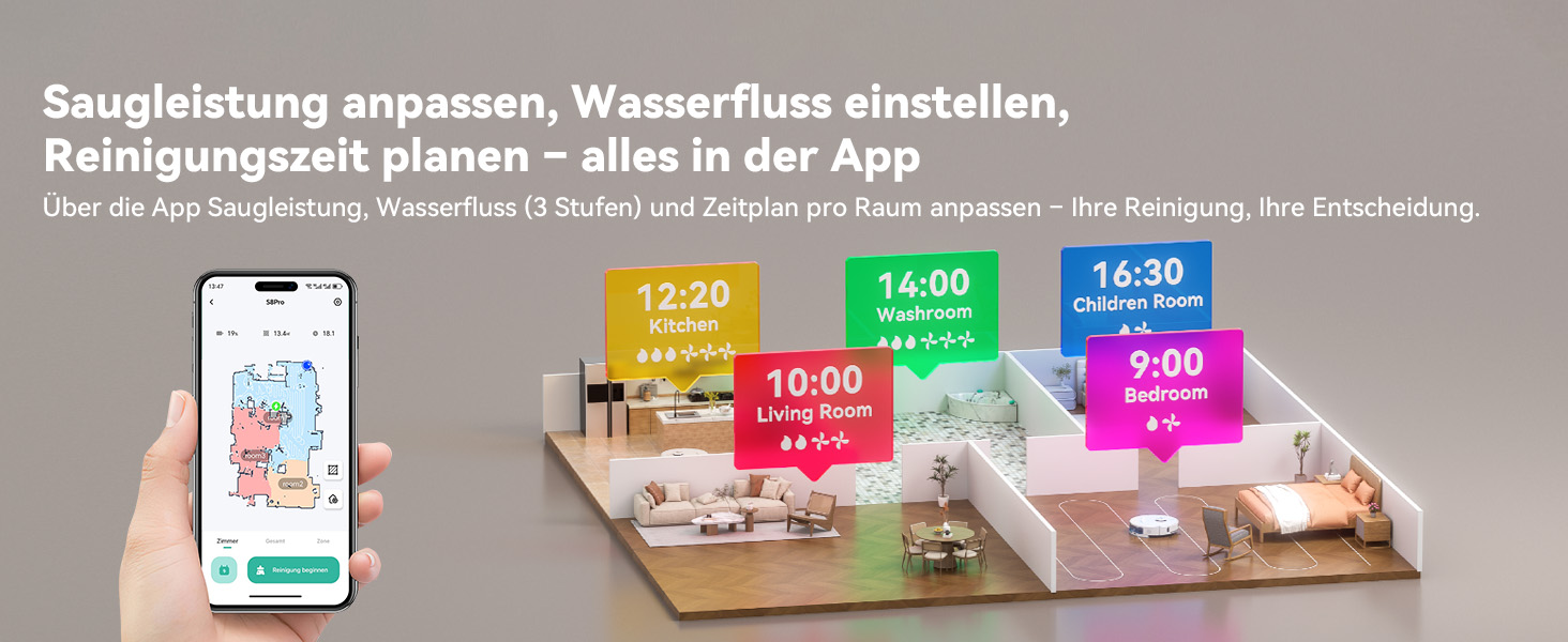 Робот-пилосос Tesvor S8 Pro з функцією миття - 8000Pa, LiDAR-навігація, 240 хв роботи, керування через додаток/Alexa, для прибирання шерсті тварин, килимів та твердих підлог