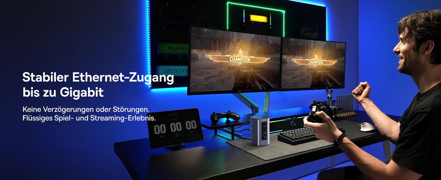 Базаус Док-станція USB-C 12-в-1 для ноутбуків Dell/HP/Lenovo/Asus/Acer/Mac: 2 монітори 4K HDMI, 10Gbps USB-C/A, 100W PD, Gigabit Ethernet