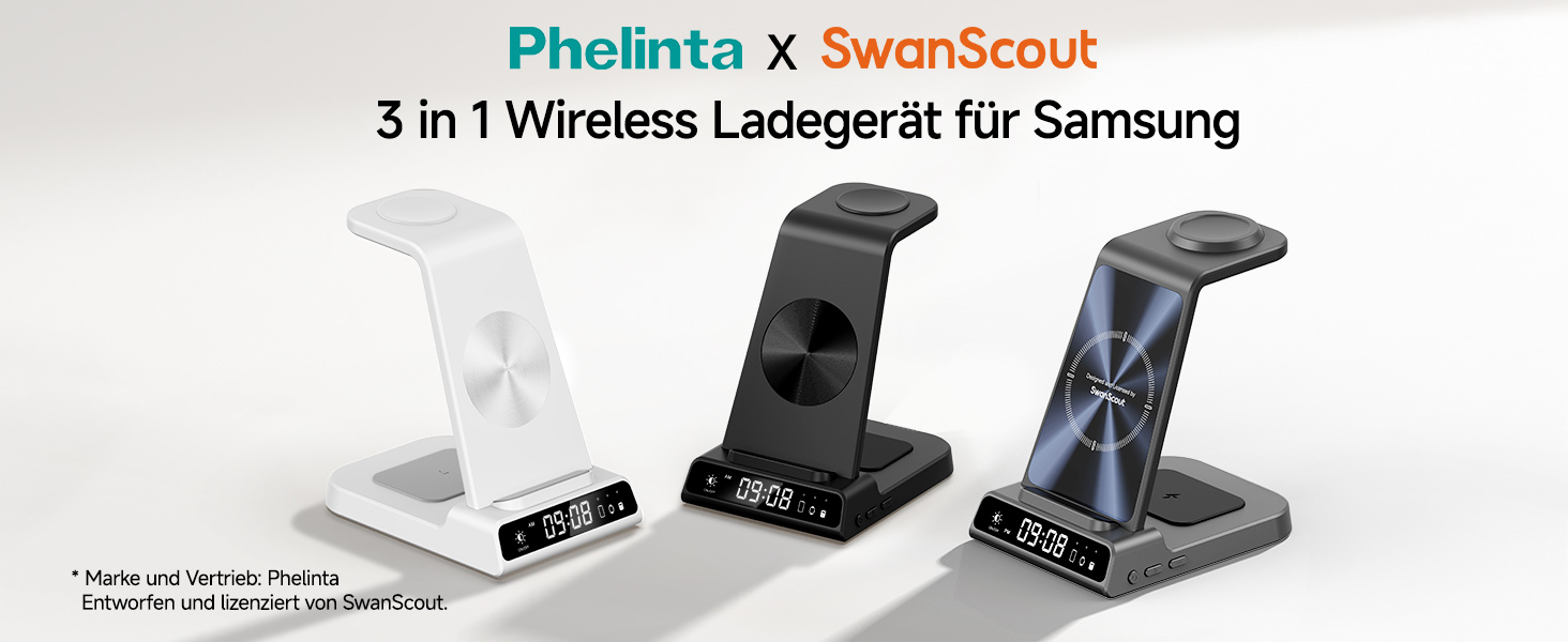 Бездротова зарядка 3-в-1 для Samsung Galaxy S25 Ultra, Watch 8/Ultra/7/6, Buds 3/3 Pro (Tech Grey)