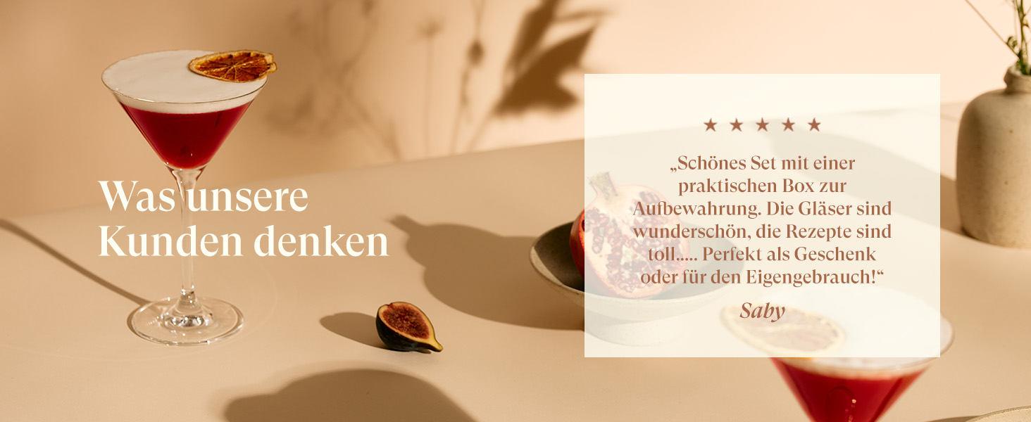 Коктейльний набір Cocora Martini-Set 8 предметів з нержавіючої сталі: шейкер, келихи для Мартіні, книга рецептів, подарункова упаковка (Чорний)