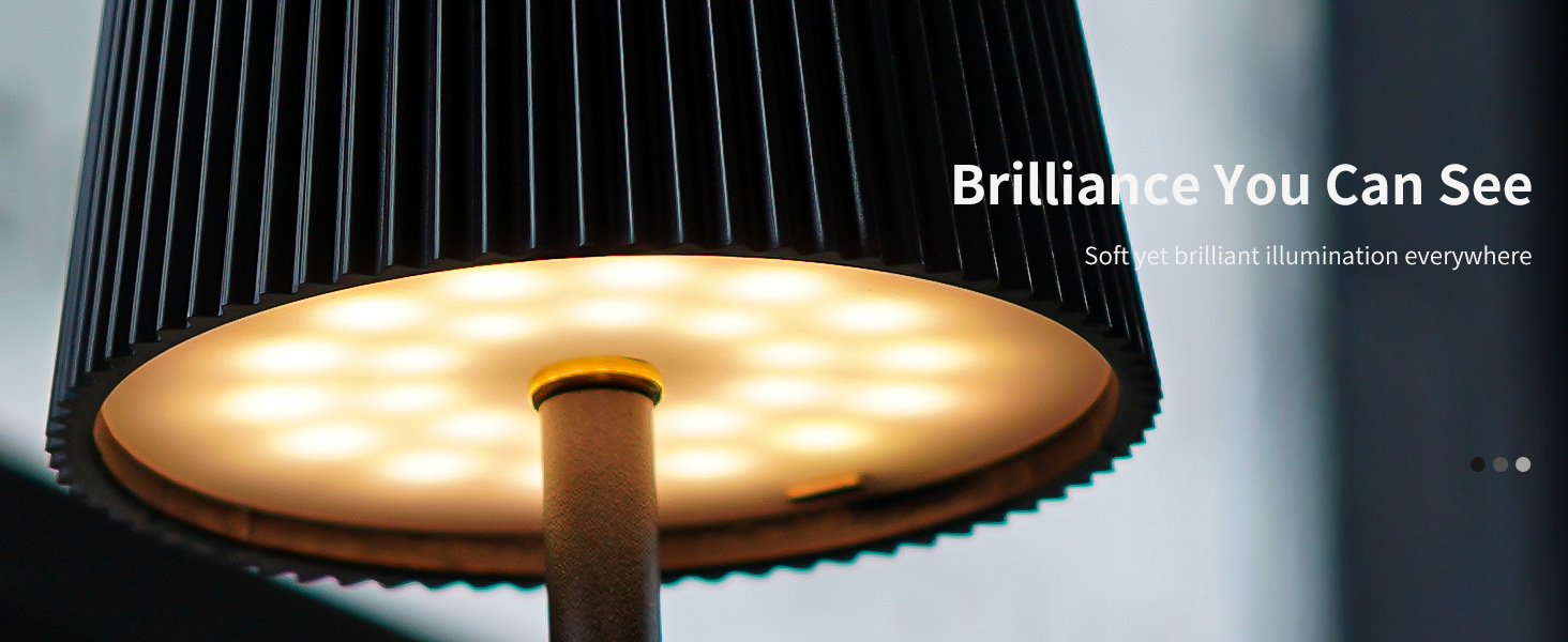 Світлодіодна настільна лампа бездротова LED для вулиці та дому, димована, з акумулятором 5200mAh, водонепроникна IP54, чорна