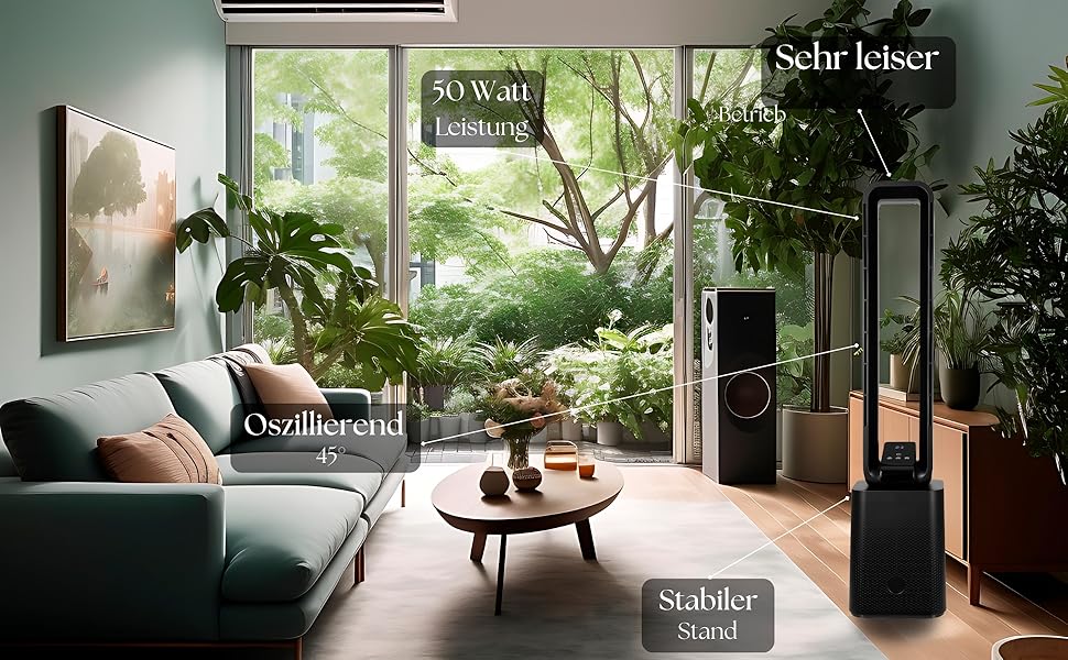 Тиха та потужна базова колонка з LED-дисплеєм, пультом дистанційного керування, 3 режимами та таймером 15 годин. Кольори: чорний