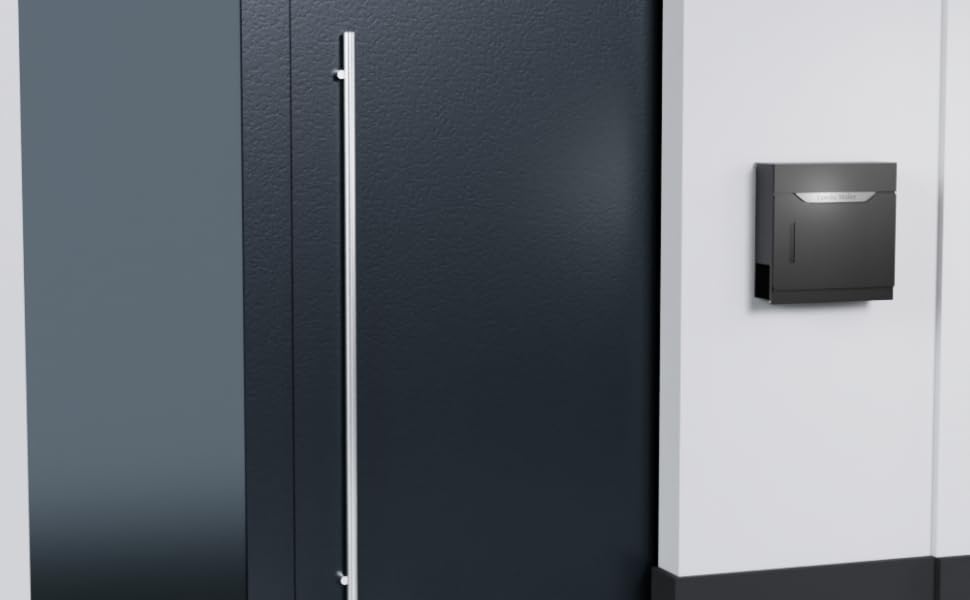 Поштовий ящик преміум класу з газетницею та оглядовим вікном, антрацит - персоналізований з іменем родини, настінний поштовий ящик